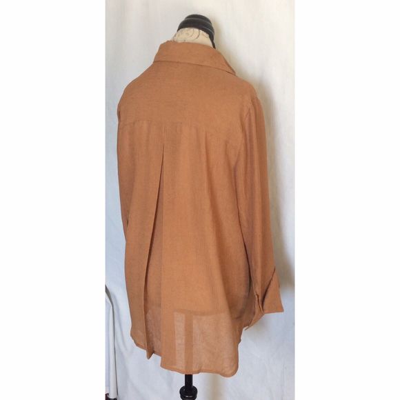 Coldwater Creek Blouse Size Medium Top Brown long Sleeve button down texture - Picture 3 of 12